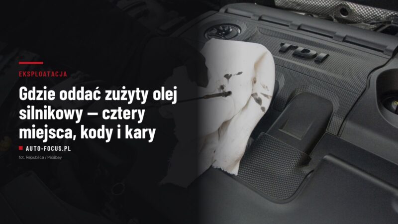 Sprawdzanie poziomu oleju silnikowego bagnetem nad pokrywą silnika TDI