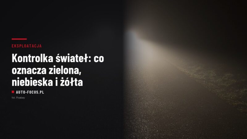Reflektory samochodu świecące we mgle na nocnej drodze