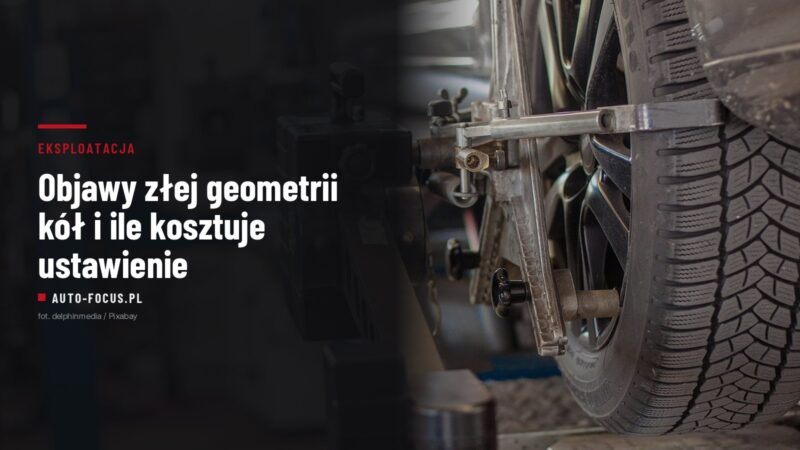 Pomiar ustawienia kół samochodu na podnośniku w warsztacie