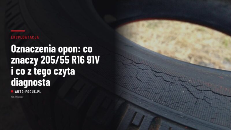 spękana ściana boczna starej opony samochodowej z widocznymi oznaczeniami